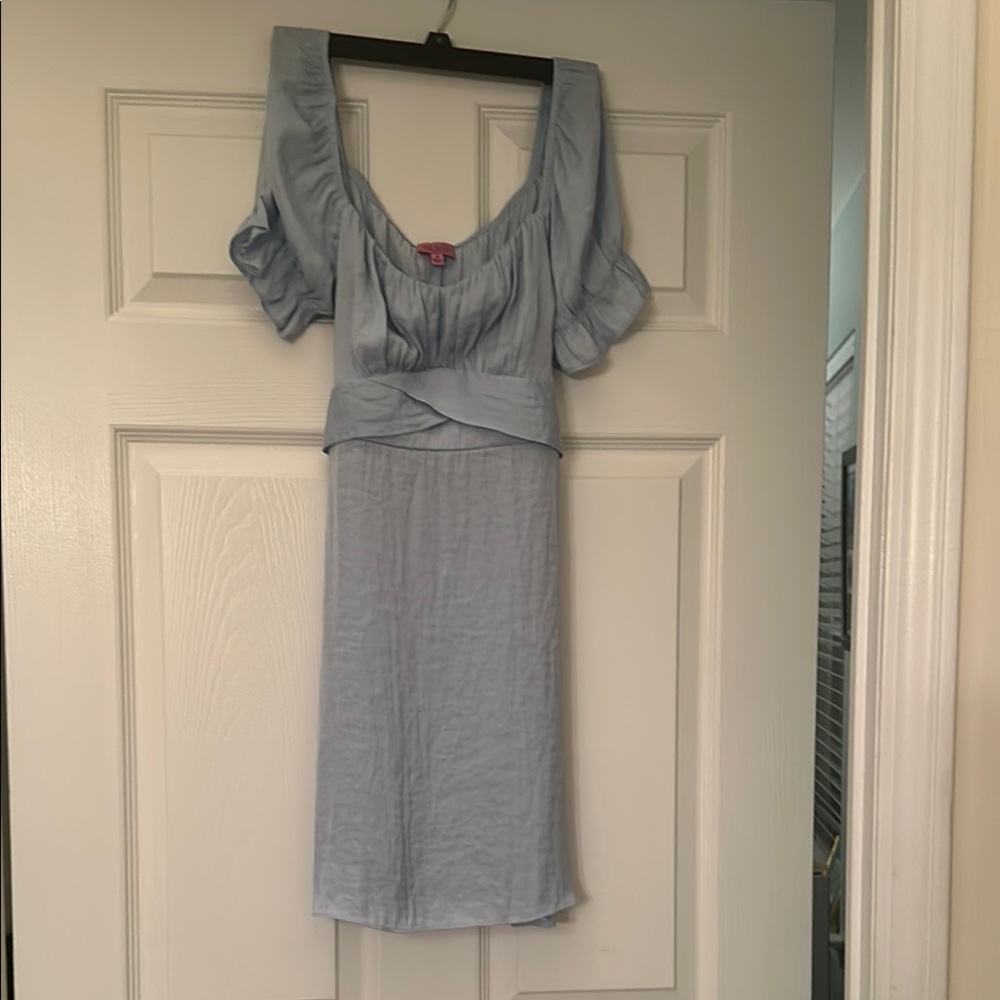 Light Blue Puff Sleeve Dress